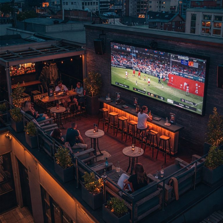LED-Großbildwand in einer Sportsbar